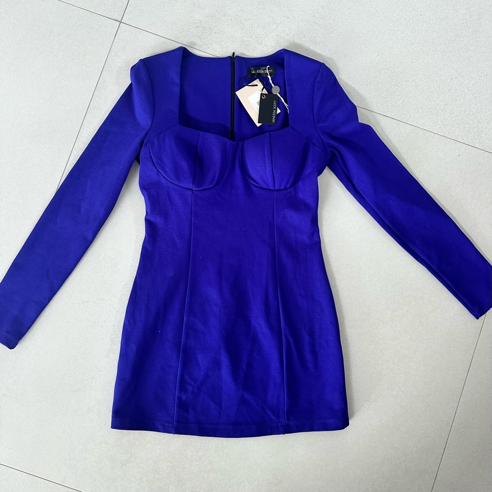 VANESSA SCOTT purple Bodycon Long Sleeve Sweetheart Dress for Night Out side s